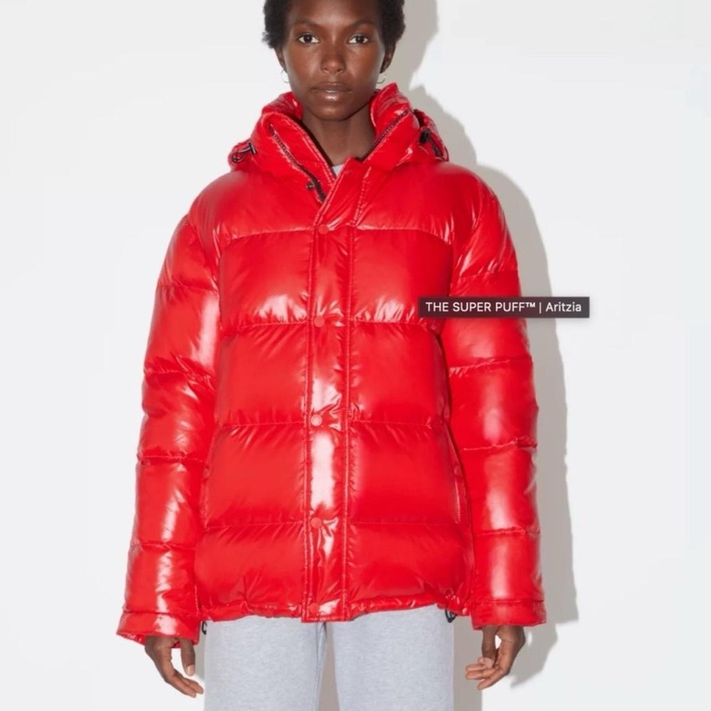 Aritzia The Super Puff Glossy Red Coat